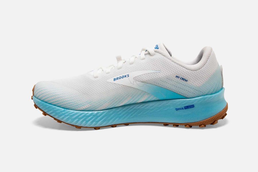 Brooks Israel Catamount Trail Running Shoes Womens - White/Blue - NKJ-814059